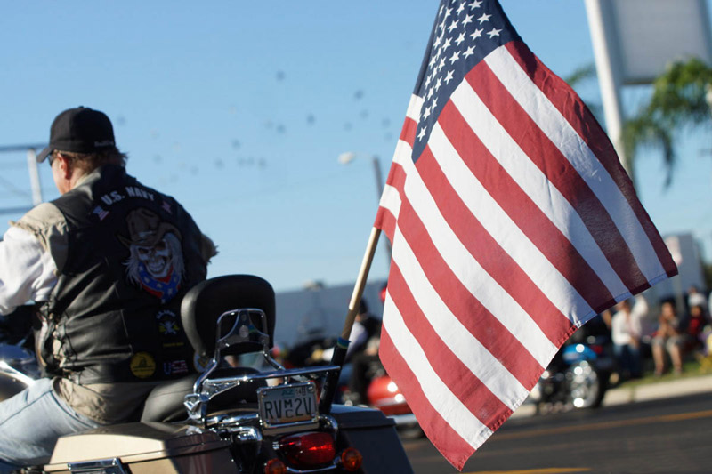 USA Biker mit Flagge