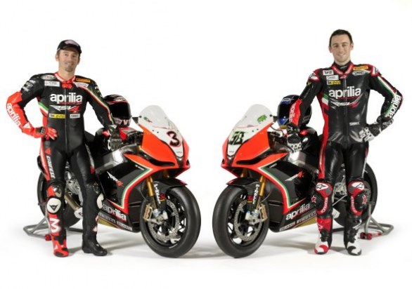 2012 WSBK Aprilia Team mit Biaggi und Laverty