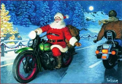 Weihnachtsmann mit Bikergruß