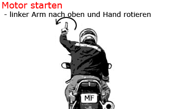 Motorrad Handzeichen - Motor starten