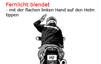 Motorrad Handzeichen - Fernlicht an