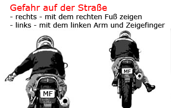 Motorrad Handzeichen - Gefahr