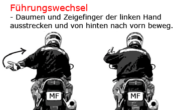 Motorrad Handzeichen - Fahrerwechsel