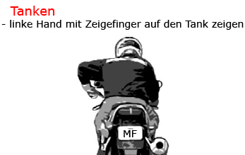 Motorrad Handzeichen - Tanken