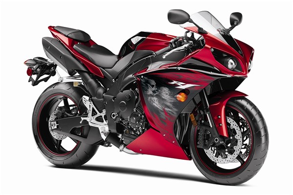 2011 Yamaha YZF-R1 in Feuerrot mit Totenköpfen