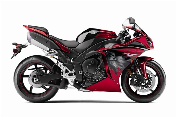 2011 Yamaha YZF-R1 in Feuerrot mit Totenköpfen