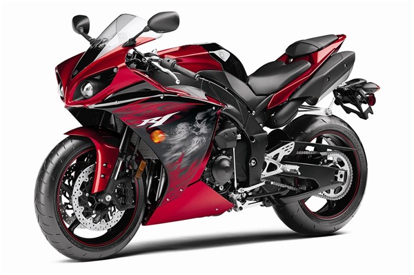 2011 Yamaha YZF-R1 in Feuerrot mit Totenköpfen