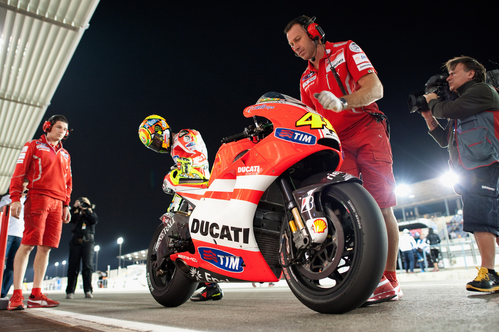 Rossi 2011 beim Training mit Ducati in Quatar